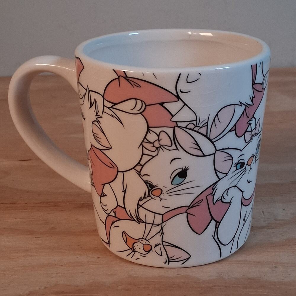 Disney Aristocats Marie Mug Coffee Cup Ceramic White Pink And White Cat Design